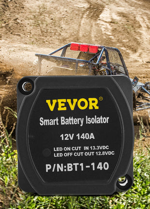 VEVOR Split Charge Relay Kit Voltage Sense Relay Professional 12V 140AMP W/ 2/4/5/6 mtr Battery Cable for ATVs UTVs RVs Camping - Riparo82