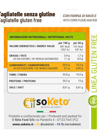 Fettuccine Tagliatelle KETO SENZA GLUTINE 0 % zuccheri