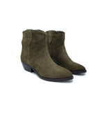 ROMA Stivaletto col tacco donna alla caviglia in Pelle Scamosciata Tabacco