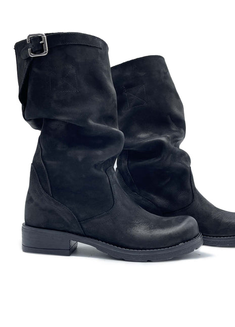 Stivale BIKER in Nabuk Nero sfumato