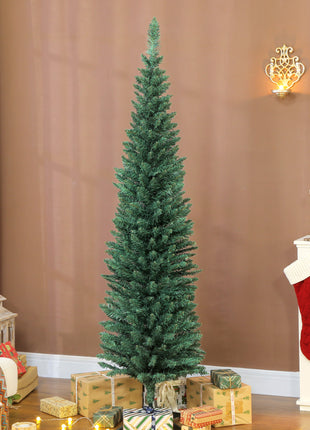 Albero di Natale stretto con rami Supporto in metallo facile da montare per interni verdi