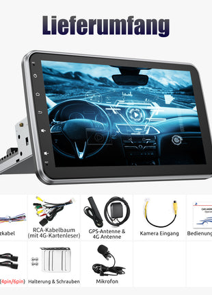 ESSGOO 10.1 Inch 8 Core 6G+128G Carplay 4G Android 14 Car Radio 1 DIN Rotatable Screen GPS NAVI AM DSP USB Wifi with Microphone - Riparo82